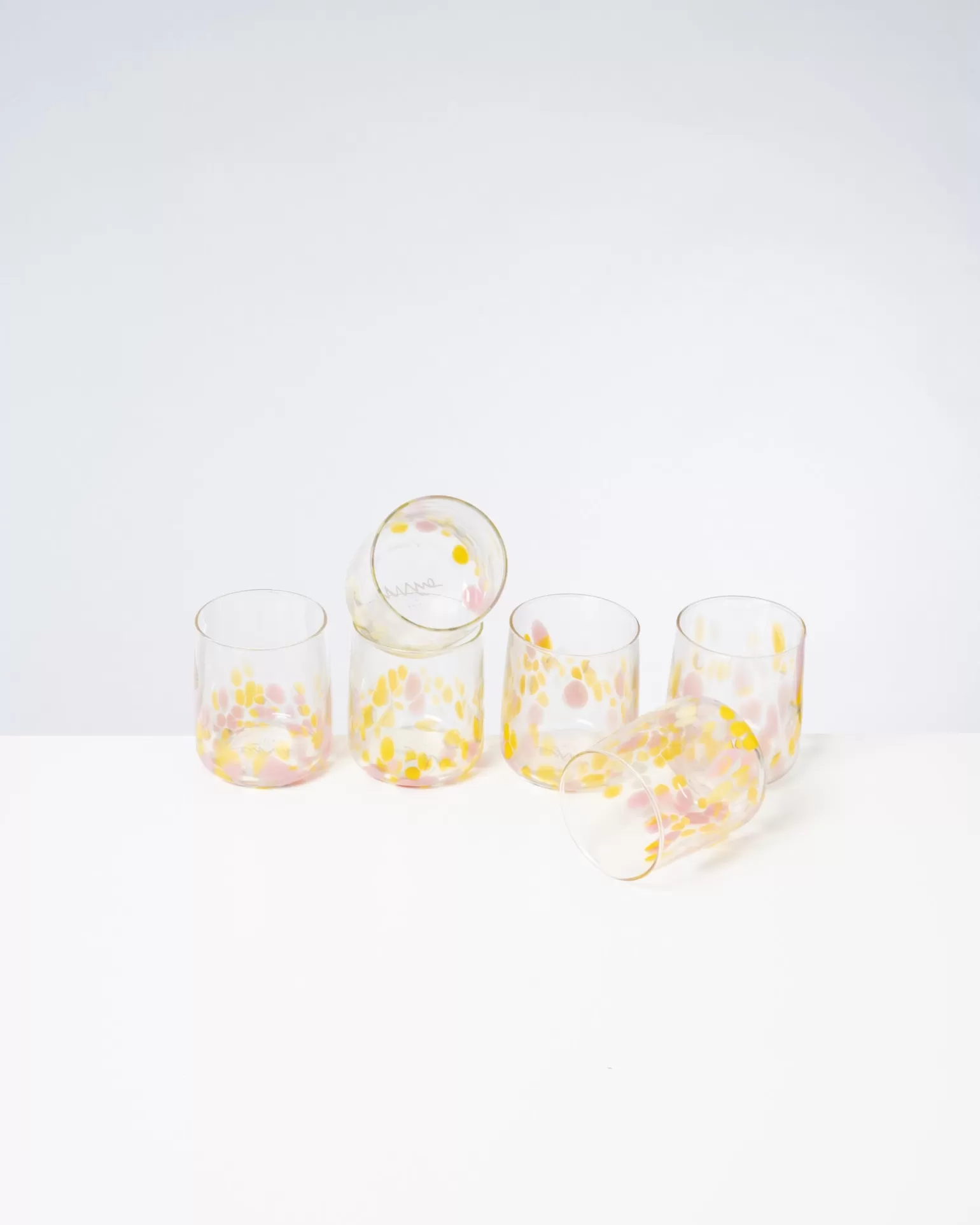 Flash Sale Motel a Miio Alegria - Set Of 6 Glasses Small Big Drops Pink Yellow big drops rosa gelb