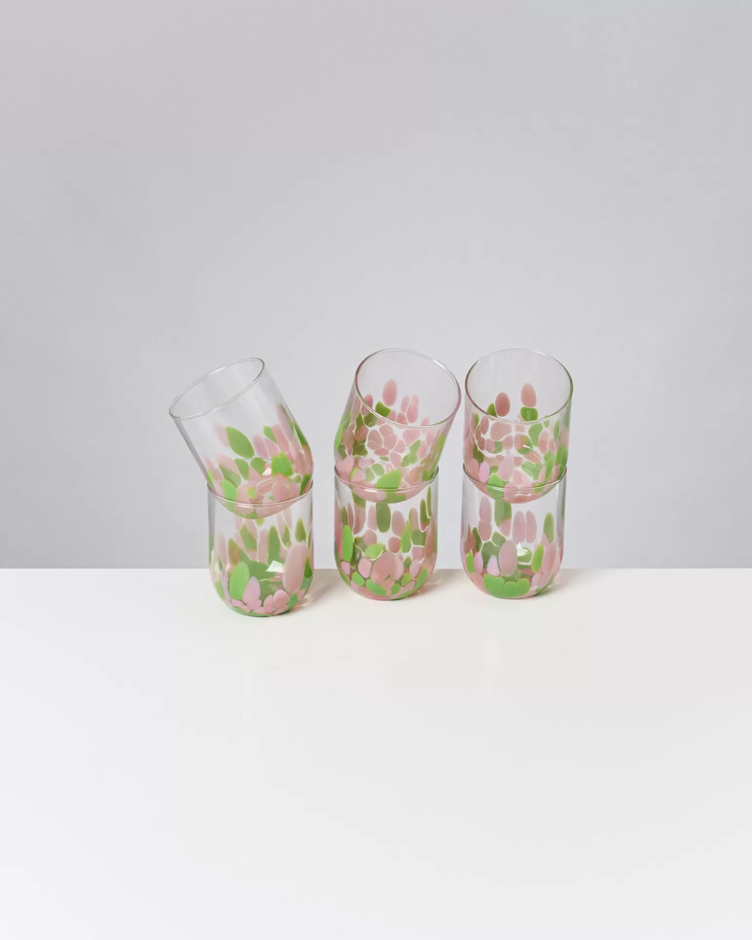 Clearance Motel a Miio Alegria 6er Set Glas Groß drops rosa grün