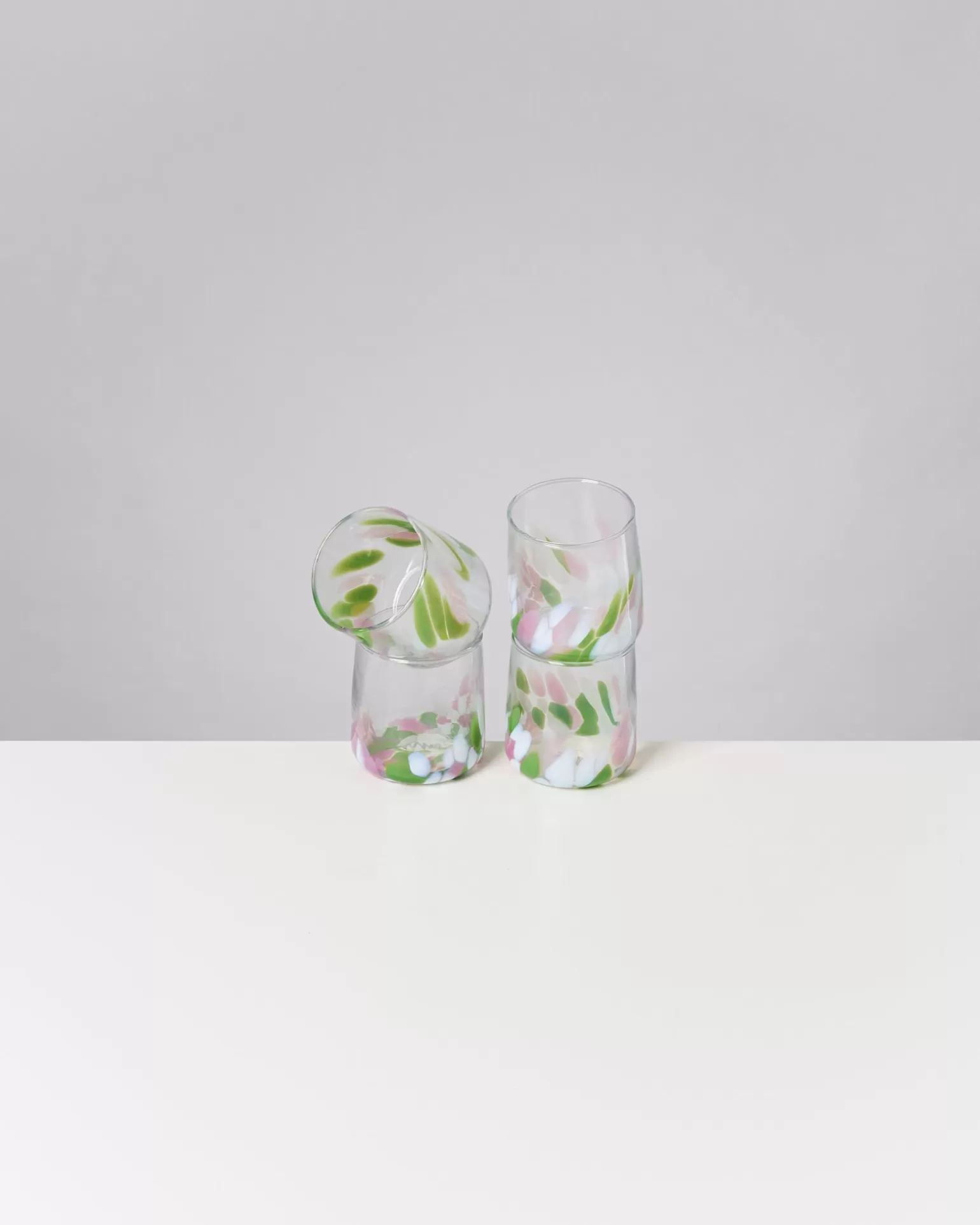 Discount Motel a Miio Alegria Set Of 4 Glasses Small big drops pink green