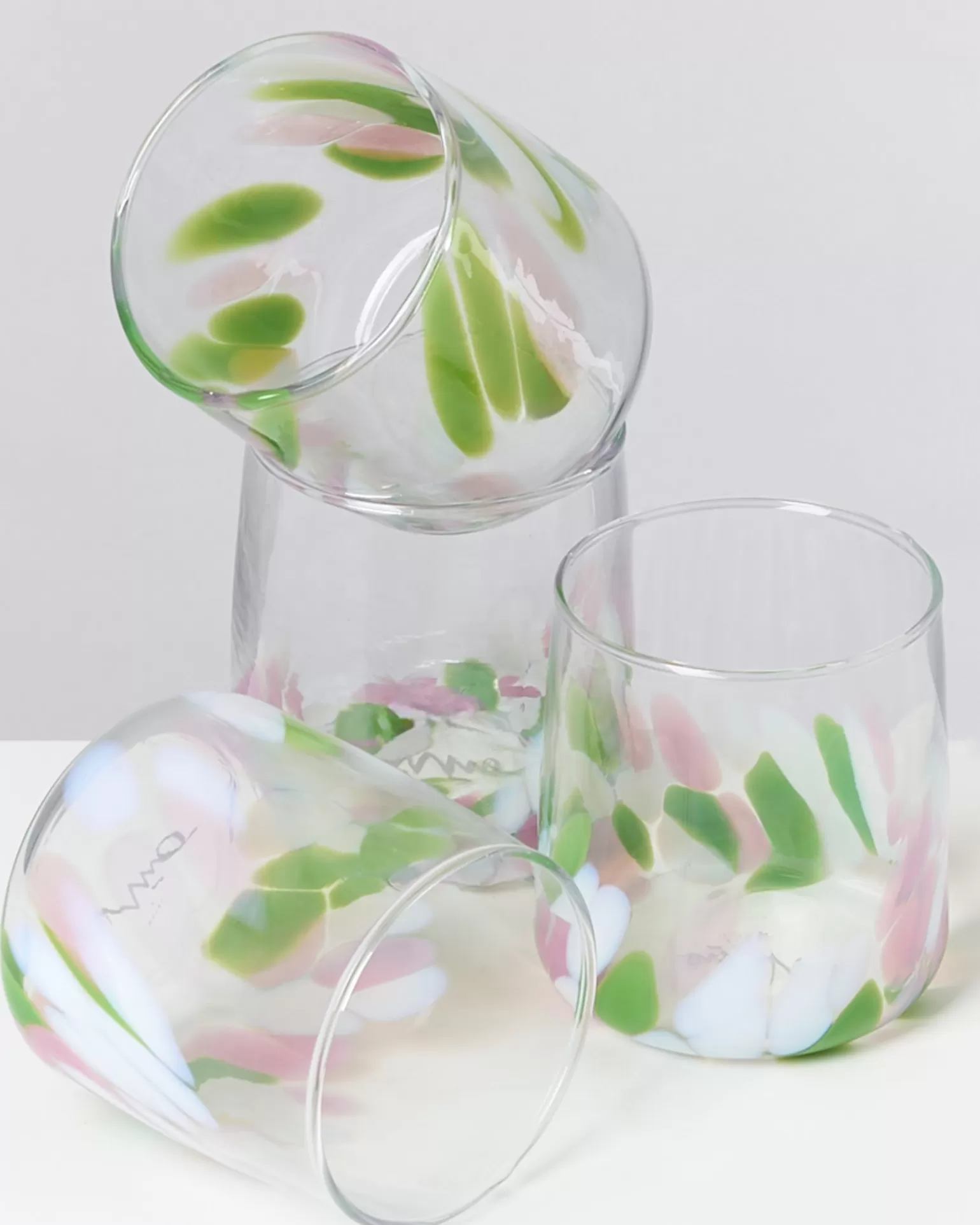 Discount Motel a Miio Alegria Set Of 4 Glasses Small big drops pink green