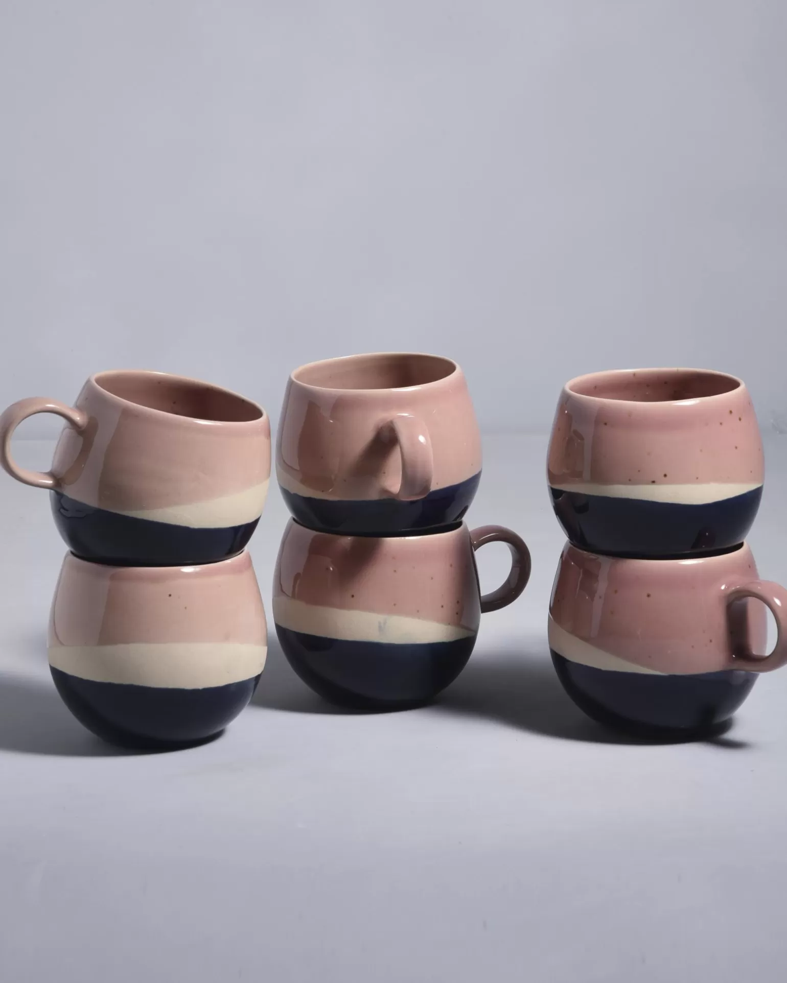 Outlet Motel a Miio Bica - Set Of 6 Mugs Big Pink, Navy, Cream pink navy cream