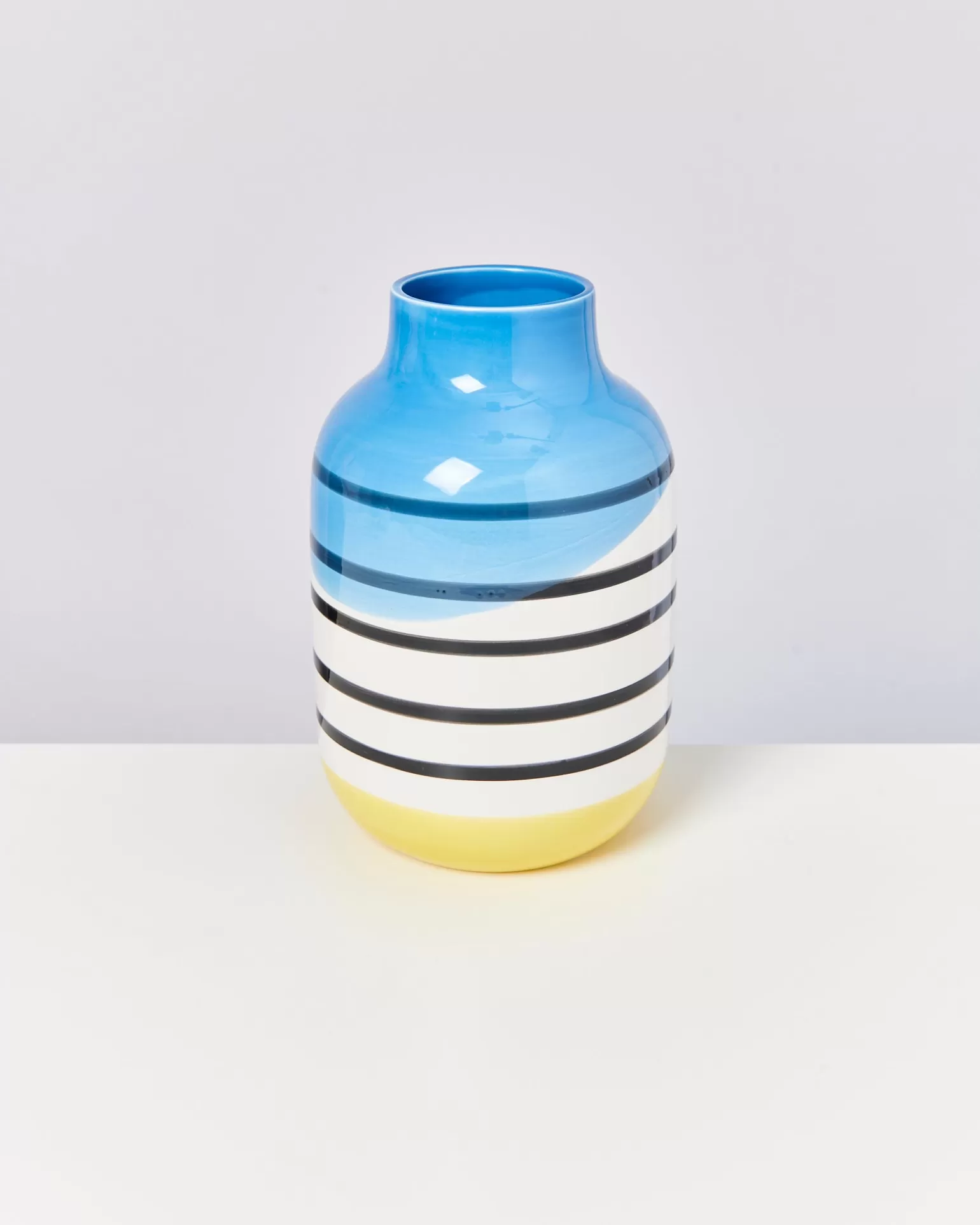 Best Sale Motel a Miio Nuno Vase L - Black & White Striped With Blue black and white striped with blue