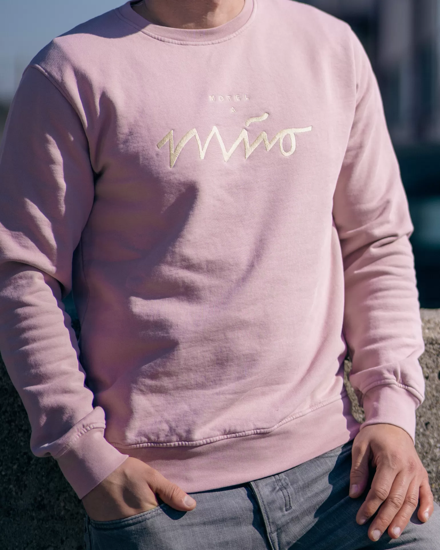 Online Motel a Miio Sweatshirt Men Rose Yellow rosé gelb