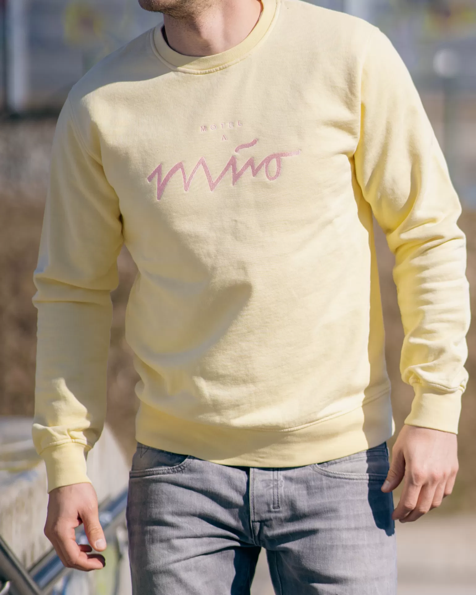 Fashion Motel a Miio Sweatshirt Men Rose Yellow gelb rosé